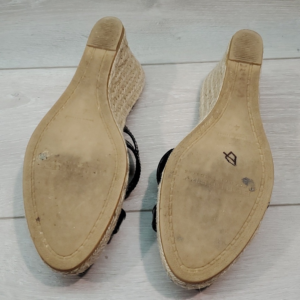 Burberry Womens Leather Logo Print Espadrille Wedge Sandals Shoes sz EU 40/10 - Picture 10 of 13